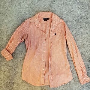Orange Stripped Polo Button Down
